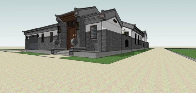 Sketchup古建筑模型|四合院，中式风格，古建