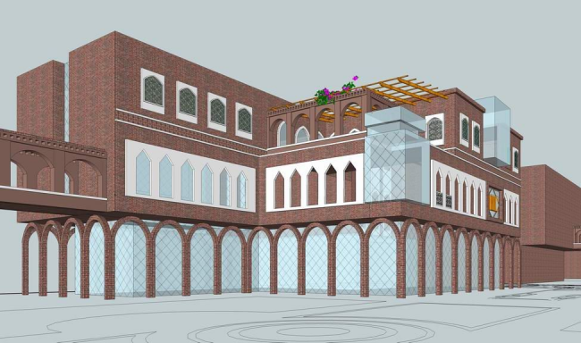 Sketchup商业模型|多层商业街，阿拉伯，新疆风情，古典风格