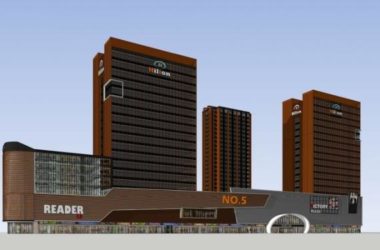 Sketchup办公模型|高层办公写字楼，底层商业，现代风格-BIM建筑网