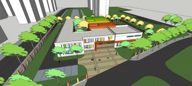 Sketchup学校模型|多层幼儿园学校，现代风格，教育建筑