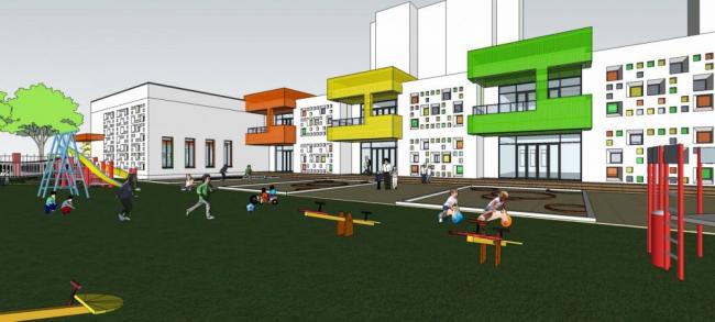 Sketchup学校模型|多层幼儿园学校，现代风格，教育建筑