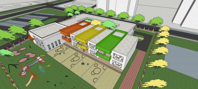 Sketchup学校模型|多层幼儿园学校，现代风格，教育建筑