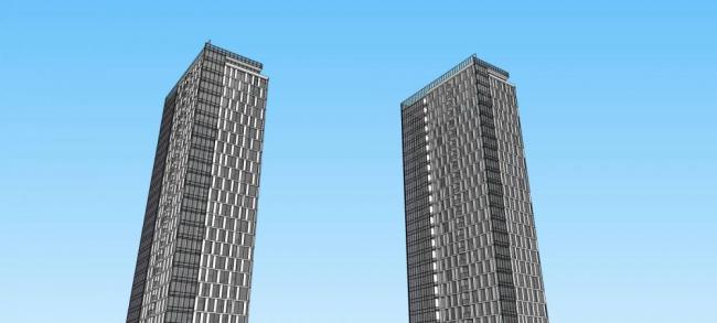 Sketchup办公模型|高层商业办公写字楼，现代风格