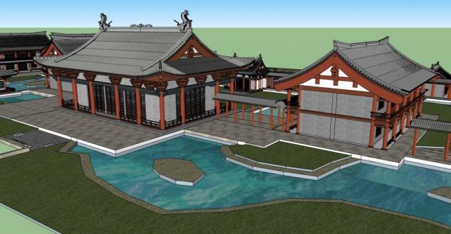 Sketchup古建筑模型|古建筑，中式风格