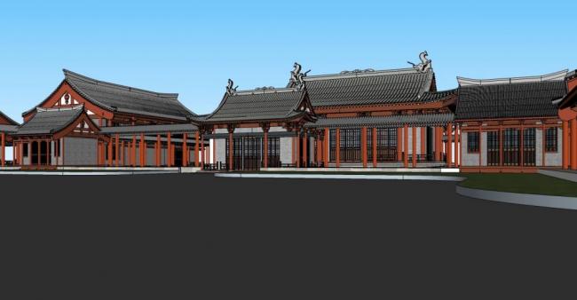 Sketchup古建筑模型|古建筑，中式风格