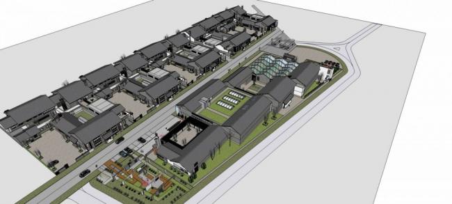 Sketchup商业模型|多层商业街，中式风格