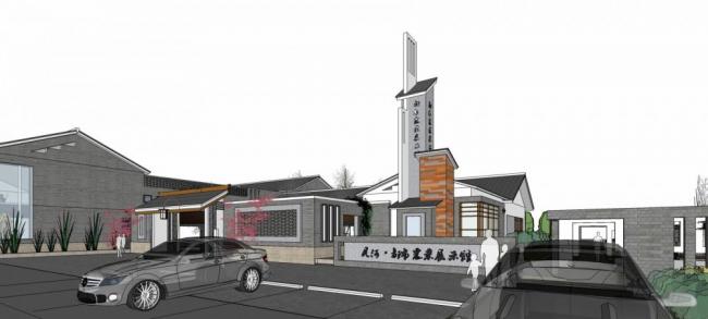 Sketchup商业模型|多层商业街，中式风格