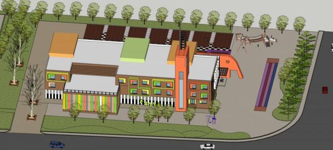 Sketchup学校模型|多层幼儿园学校，现代风格，教育建筑