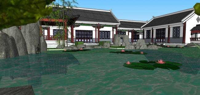 Sketchup古建筑模型|中式园林，景观