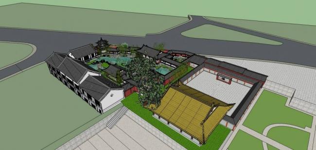 Sketchup古建筑模型|中式园林，景观