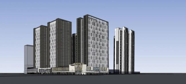 Sketchup综合体模型|万达某商业综合体，高层办公，住宅，现代风格