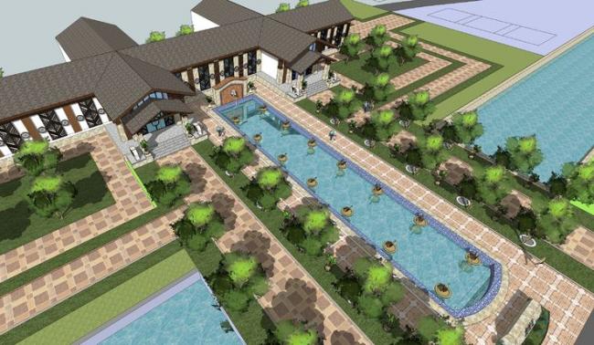 Sketchup商业模型|多层售楼处，东南亚风格