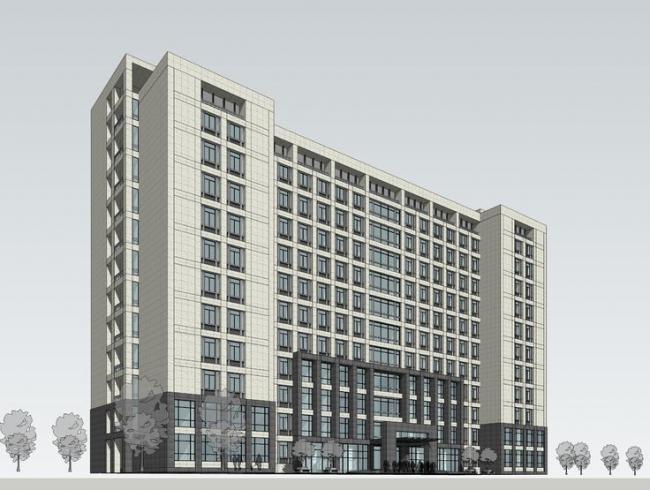 Sketchup办公模型|多层市政府行政办公楼，现代风格