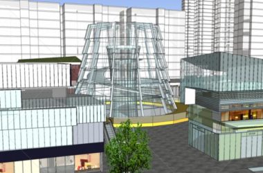 Sketchup商业模型|多层购物中心，下沉商业街，现代风格-BIM建筑网