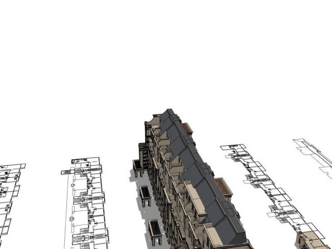 Sketchup住宅模型|多层联排住宅，居住建筑，新古典风格