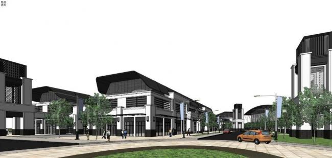 Sketchup体育馆模型|金地坪山体育中心，多层体育建筑，现代风格