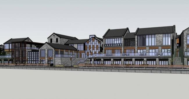 Sketchup商业模型|多层沿河商业街，古建，中式风格