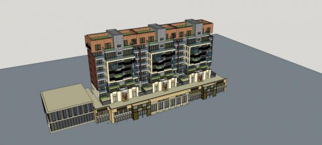 Sketchup住宅模型|小高层商业住宅楼，现代风格，居住建筑
