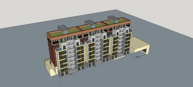 Sketchup住宅模型|小高层商业住宅楼，现代风格，居住建筑