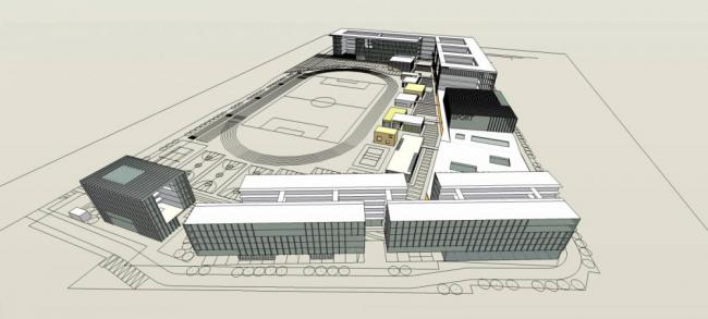 Sketchup学校模型|多层学校，校园，教学楼，教育建筑，现代风格