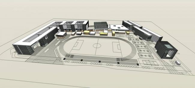 Sketchup学校模型|多层学校，校园，教学楼，教育建筑，现代风格