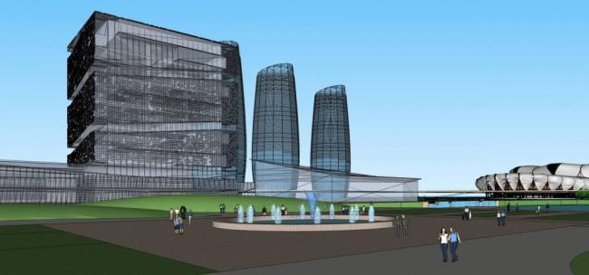 Sketchup体育馆模型|多层奥体中心，体育建筑，现代风格