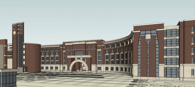 Sketchup学校模型|多层学校，职业中学，欧式风格，教育建筑