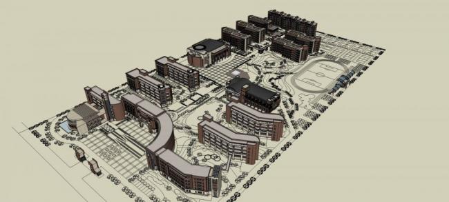 Sketchup学校模型|多层学校，职业中学，欧式风格，教育建筑