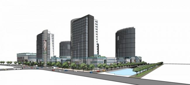 Sketchup综合体模型|高层城市商业综合体，办公写字楼，现代风格