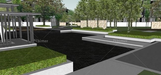 Sketchup住宅模型|多层住宅小区，居住建筑，景观设计，现代风格