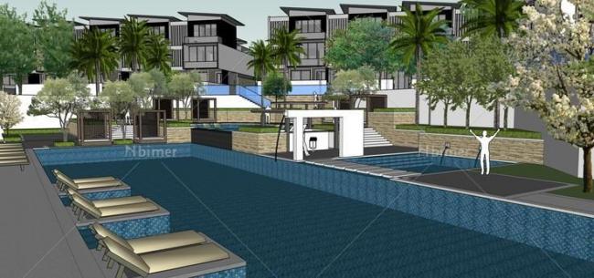 Sketchup住宅模型|多层住宅小区，居住建筑，景观设计，现代风格