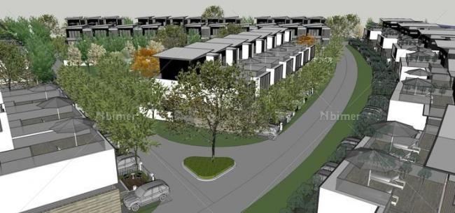 Sketchup住宅模型|多层住宅小区，居住建筑，景观设计，现代风格