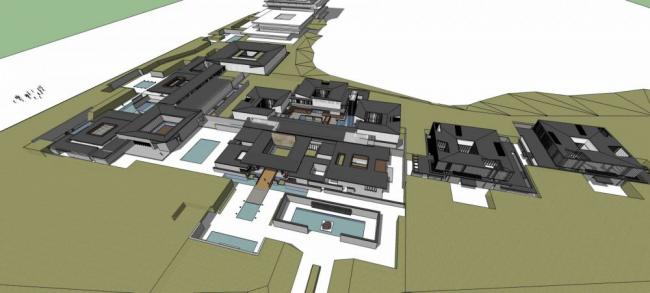 Sketchup酒店模型|多层度假酒店会所，新中式风格