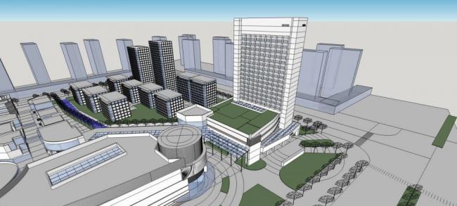 Sketchup综合体模型|城市商业综合体，高层办公，现代风格