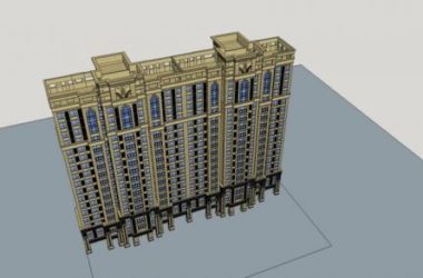 Sketchup住宅模型|高层住宅楼，居住建筑，新古典风格-BIM建筑网