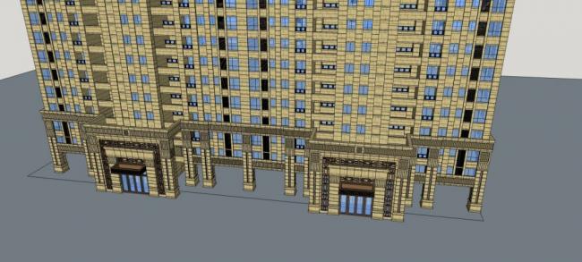 Sketchup住宅模型|高层住宅楼，居住建筑，新古典风格