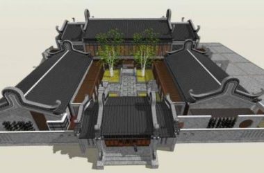 Sketchup商业模型|多层会所，商业建筑，中式风格-BIM建筑网