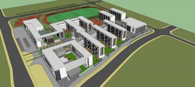Sketchup学校模型|多层学校，校园，教学楼，教育建筑，现代风格