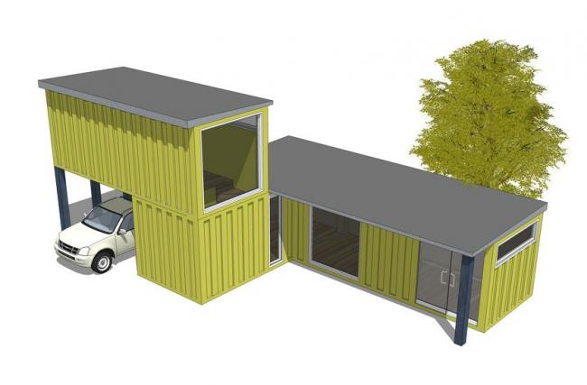 Sketchup素材模型|集装箱建筑，现代风格