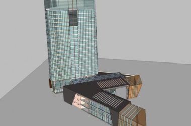 Sketchup办公模型|高层办公写字楼，现代风格-BIM建筑网