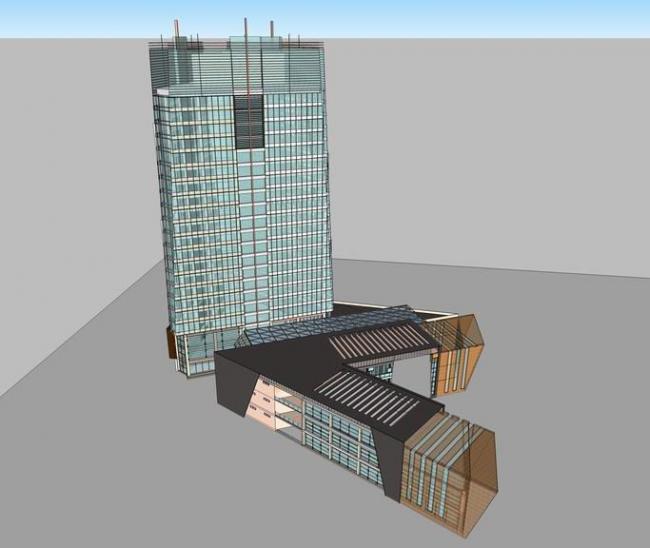 Sketchup办公模型|高层办公写字楼，现代风格