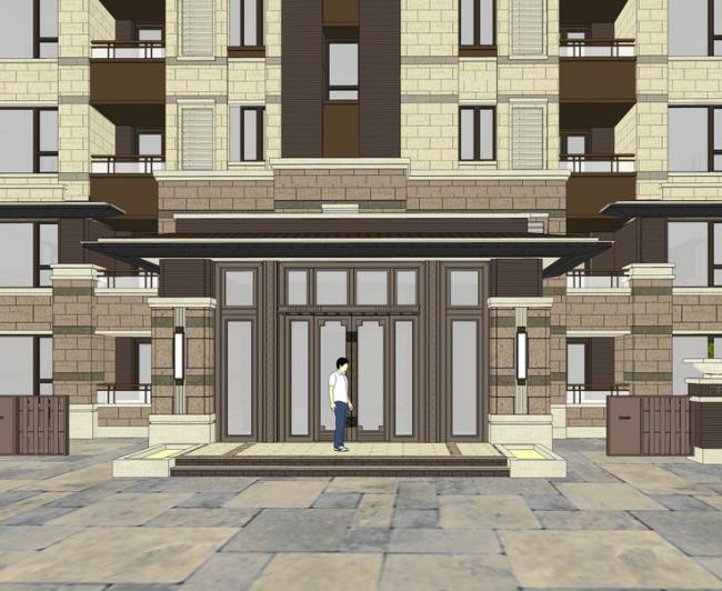 Sketchup住宅模型|小高层联排住宅楼，欧式古典风格，居住建筑