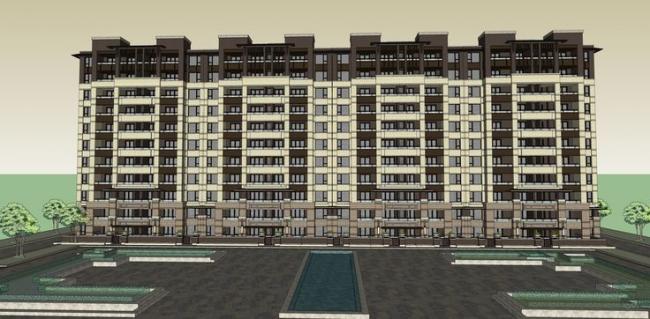 Sketchup住宅模型|小高层联排住宅楼，欧式古典风格，居住建筑