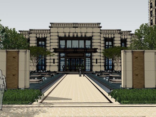 Sketchup商业模型|多层售楼处，现代风格