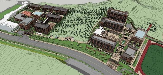 Sketchup学校模型|多层大学校园学院，教学楼，教育建筑，欧式古典风格