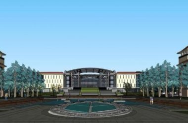 Sketchup学校模型|贵安职业技术学院，多层大学校园，教学楼，教育建筑，现代风格-BIM建筑网