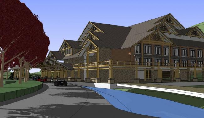 Sketchup酒店模型|多层内蒙古温泉度假酒店，中式风格