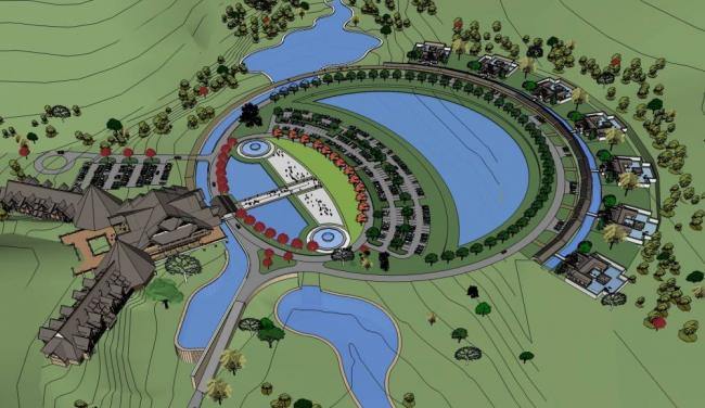 Sketchup酒店模型|多层内蒙古温泉度假酒店，中式风格