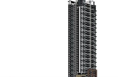 Sketchup住宅模型|高层住宅,蝶形户型,现代风格,居住建筑-BIM建筑网