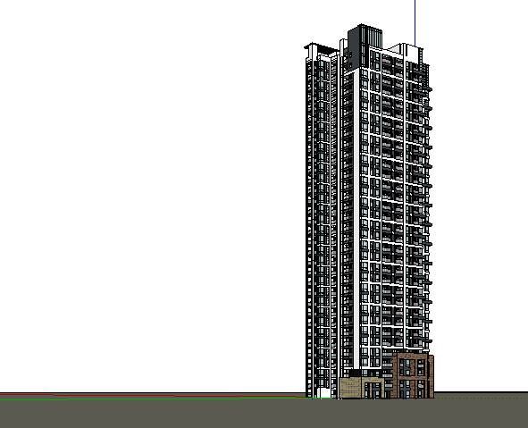 Sketchup住宅模型|高层住宅，蝶形户型，现代风格，居住建筑